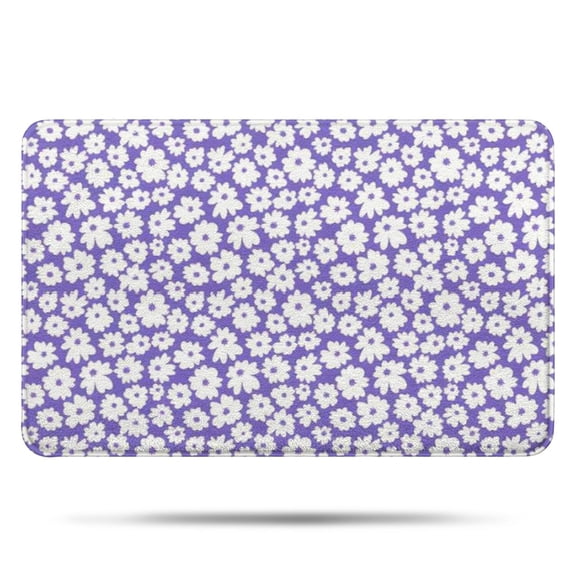 Purple Daisy Flower Pattern Bathroom Rugs Mat,Non Slip Microfiber Bathroom Rug,Rubber Backing,Soft Bathroom Mats for Bathroom Floor,Tub and Shower,17x27in(43x68cm)