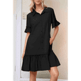 thumbnail image 5 of Women'S Summer Button Down Shirt Dress Casual Ruffle Sleeve Shift Mini Dresses with Pockets black M, 5 of 7