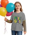 thumbnail image 2 of Unisex Kids Mardi Gras Shirts Boys Girls Striped Long Sleeve Shirt Funny Graphic Tee Tops Spring Summer Fashion Clothes Grey 9-10 Years, 2 of 5