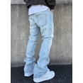 thumbnail image 3 of Reppunk Men's Vintage Light Wash Stacked Flare Bootcut Jeans, Loose Straight Stacked Denim Trousers, Business Casual Versatile Office Daily Commute Pants, 3 of 7