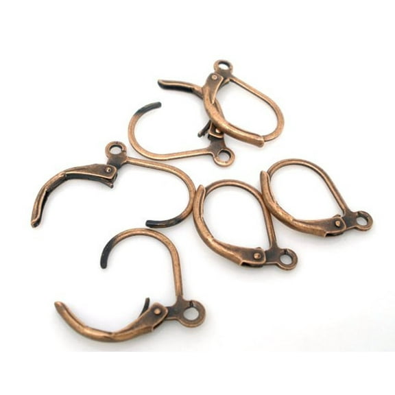 E014A - 60 pcs (30 pairs) Copper Tone Leverback Earrings - 16x10mm