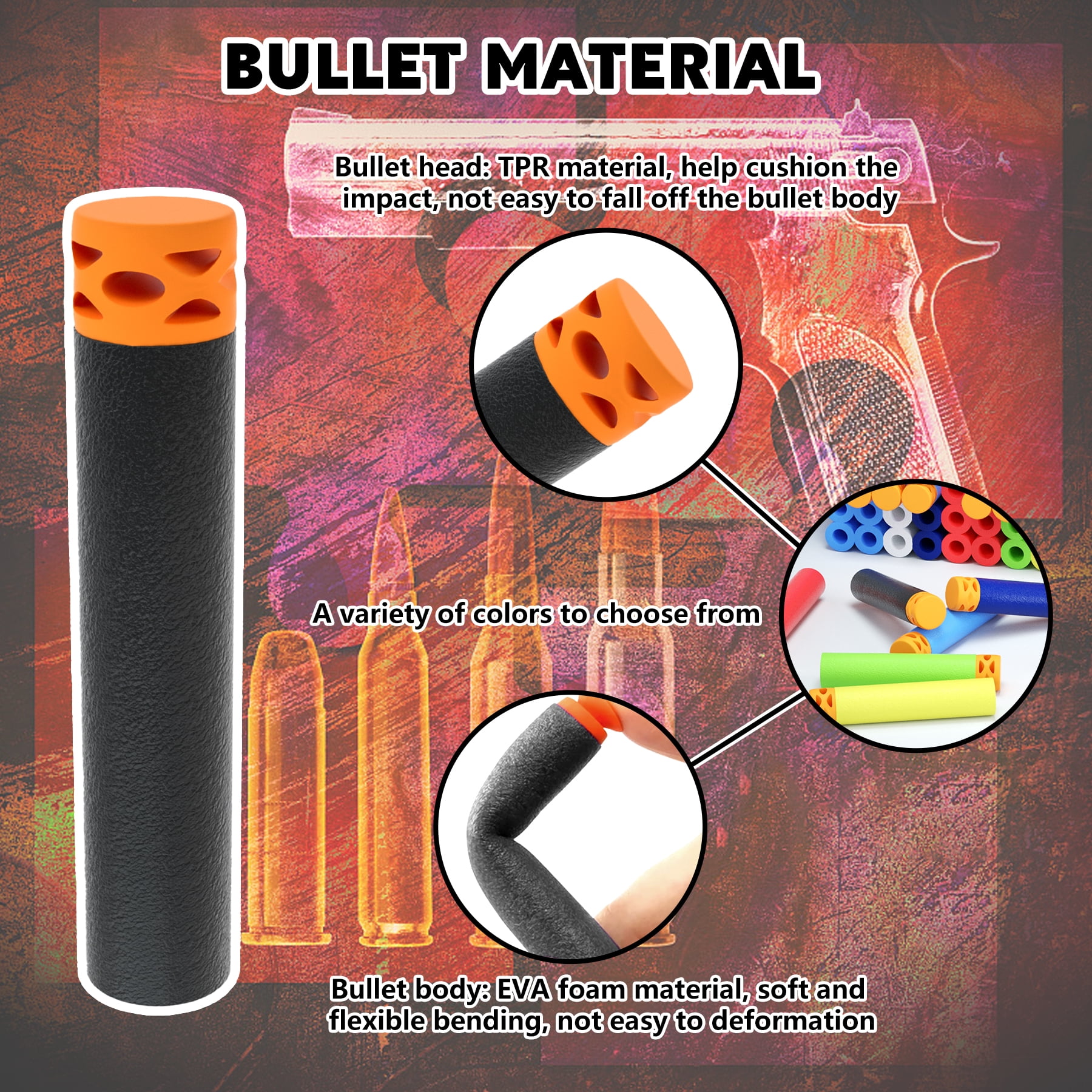 BOROLA 200Pcs Hollow Out Soft Foam Refill Waffle Darts Compatible for Nerf Elite Series Blasters(Black)
