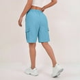 thumbnail image 5 of Womens Cargo Shorts Elastic Waist Knee Length Bermuda Shorts Summer Outdoor Waterproof Hiking Pants with Pockets Sky Blue 2XL, 5 of 7
