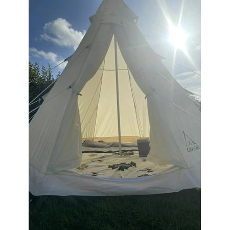 GINOST Bell Tent 4 Season 9.85ft Glamping Tent Hot Tent Ideal for Family Camping Hiking Canvas Tent with Aluminum Pole