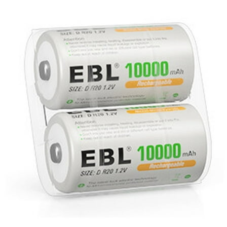 EBL Rechargeable D Batteries (4 Pack), D Cell Batteries 10000mAh Nimh 1.2V