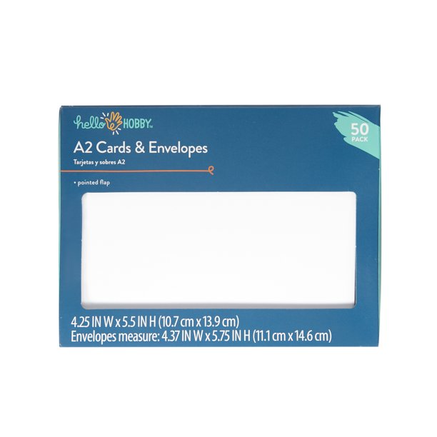 Hello Hobby A2 Blank All Occasion Greeting Cards, with Envelopes 4.25" x 5.5" (50 Count