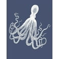 thumbnail image 2 of Fab Funky 12x14 White Modern Wood Framed Museum Art Print Titled - White Octopus on Indigo Blue e, 2 of 4