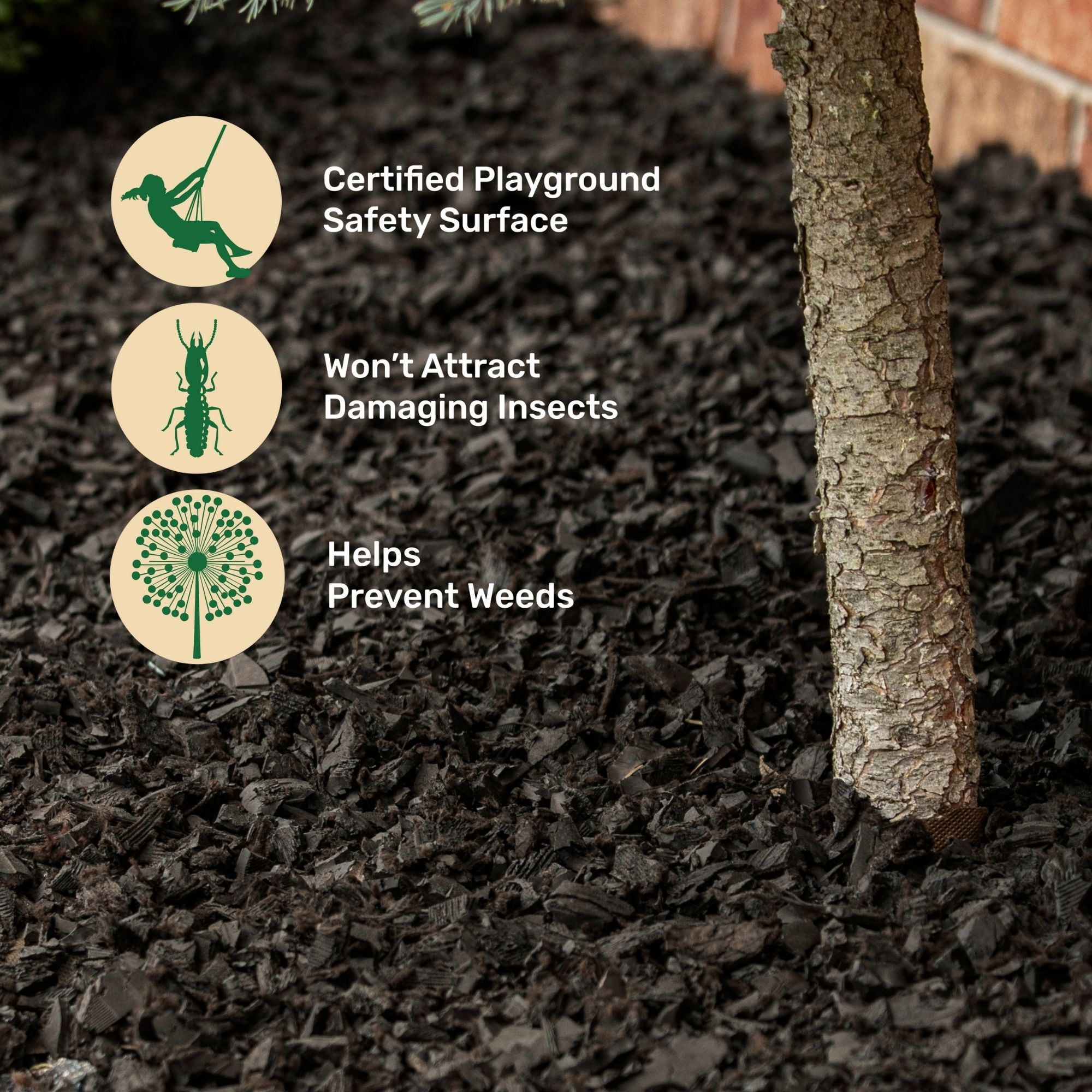 GroundSmart Black Rubber Mulch, 1.5 Cu Ft
