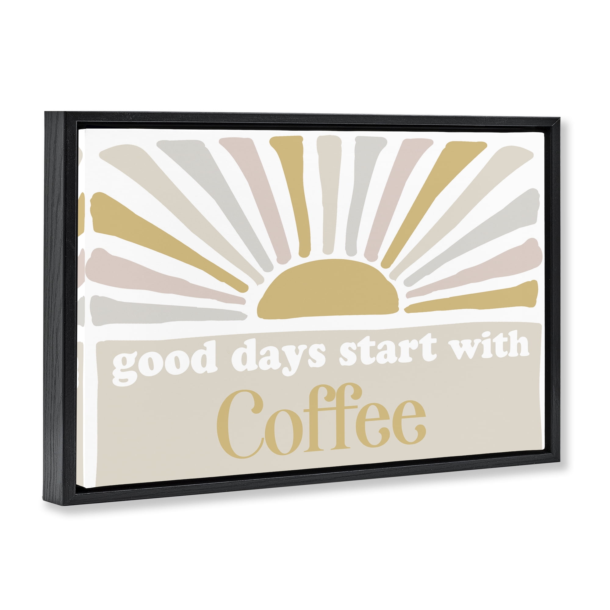Stupell Industries Good Days Coffee Landscape Painting Black Floater Framed Art Print Wall Art, 25 x 17