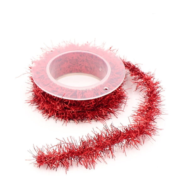 6.66FT Red Green Gold Star Tinsel Garland, Shiny Metallic Fringe Streamer, Classic Christmas Tree Mantel Stair Holiday Party Hanging Decor