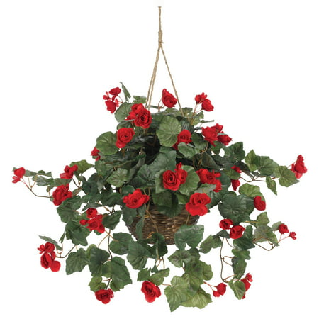 Nearly Natural Begonia Hanging Basket (Best Begonias For Hanging Baskets)