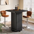 thumbnail image 5 of Tribesigns Square Bar Table, 39.37" High Cocktail Pub Table with Metal Frame Footrest for Kitchen, Bistro (Black), 5 of 5