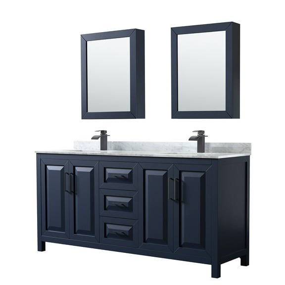 Wyndham Collection Wcv252572dunsmed Daria 72" Free Standing Double Vanity Set - Dark Blue