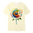 thumbnail image 4 of Girls T Shirts Autism Awareness Short Sleeve Ribbed Tee Casual Girls Clothes Beige 3-4 Years, 4 of 4