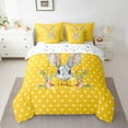 thumbnail image 2 of Feelyou Yellow Bowknot Bunnies Twin Bedding Sets 7-Piece for Kids, Kawaii Easter Rabbit Bedding Comforter Set, Fashion Polkadots Reversible Sheet Sets, Microfiber Bedroom Decor, 2 of 7