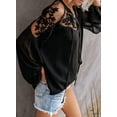 thumbnail image 2 of Blusas de encaje de crochet con cuello en V para mujer, camisas casuales holgadas con mangas abullonadas para otoño, blusas de gasa holgadas, 2 of 4