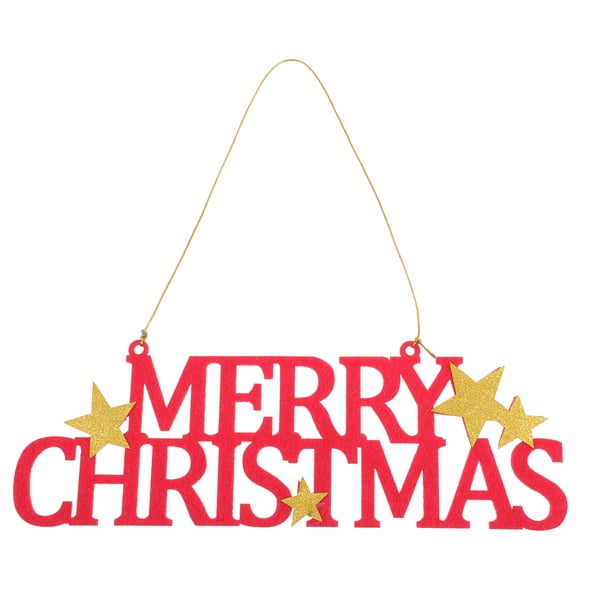 1pc Feliz Navidad puerta colgante hueco fieltro frase tablero colgante decoración navideña