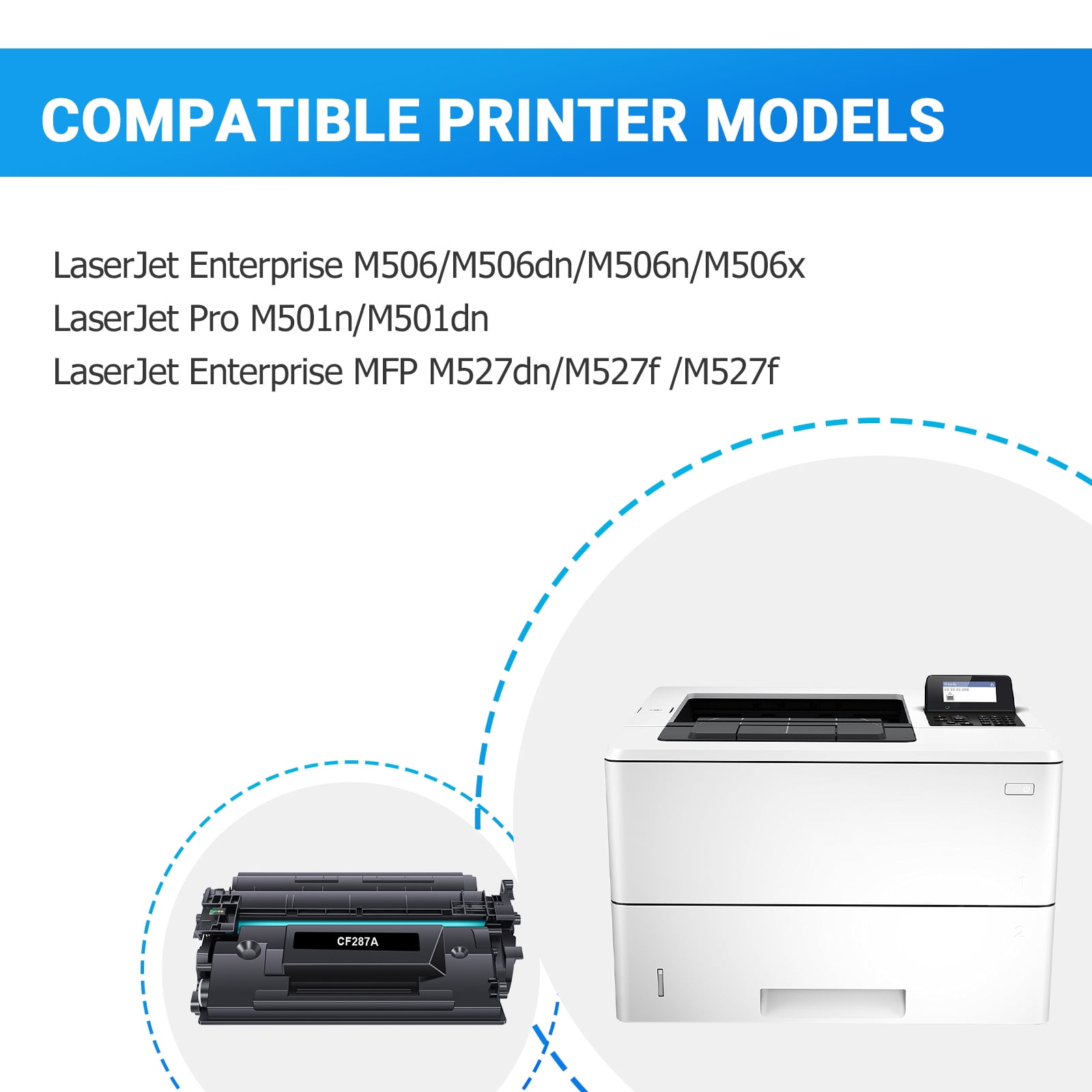 87A Toner Cartridge Compatible for 87A CF287A 87X CF287X LaserJet Enterprise M506 M506dn M506n M506x Pro M501 M501dn M527 M527dn Printer Ink (Black, 2-Pack)