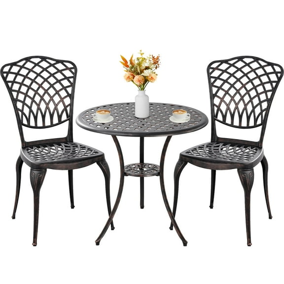 Withniture Patio Furniture Cast Aluminum Dinng Set Weather Resistant Bistro Table and Chairs Outdoor Bistro Sets Bronze