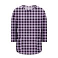 thumbnail image 5 of Sewkxo Womens Plus Size Tops Casual 3/4 Length Shirt Crew Neck Print Blouse Cotton Spring Summer Clothes,Purple 4XL, 5 of 6
