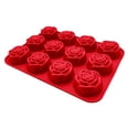 thumbnail image 2 of 1 Pack Rose Silicone Mold Rose Flowers Shaped Silicone Molds 12-Cavity Valentine's Day Roses Chocolate Mold Nonstick Molds for Baking Cupcake Pan Chocolate Pudding Candy Ice Cube Candles Soaps,Red, 2 of 9