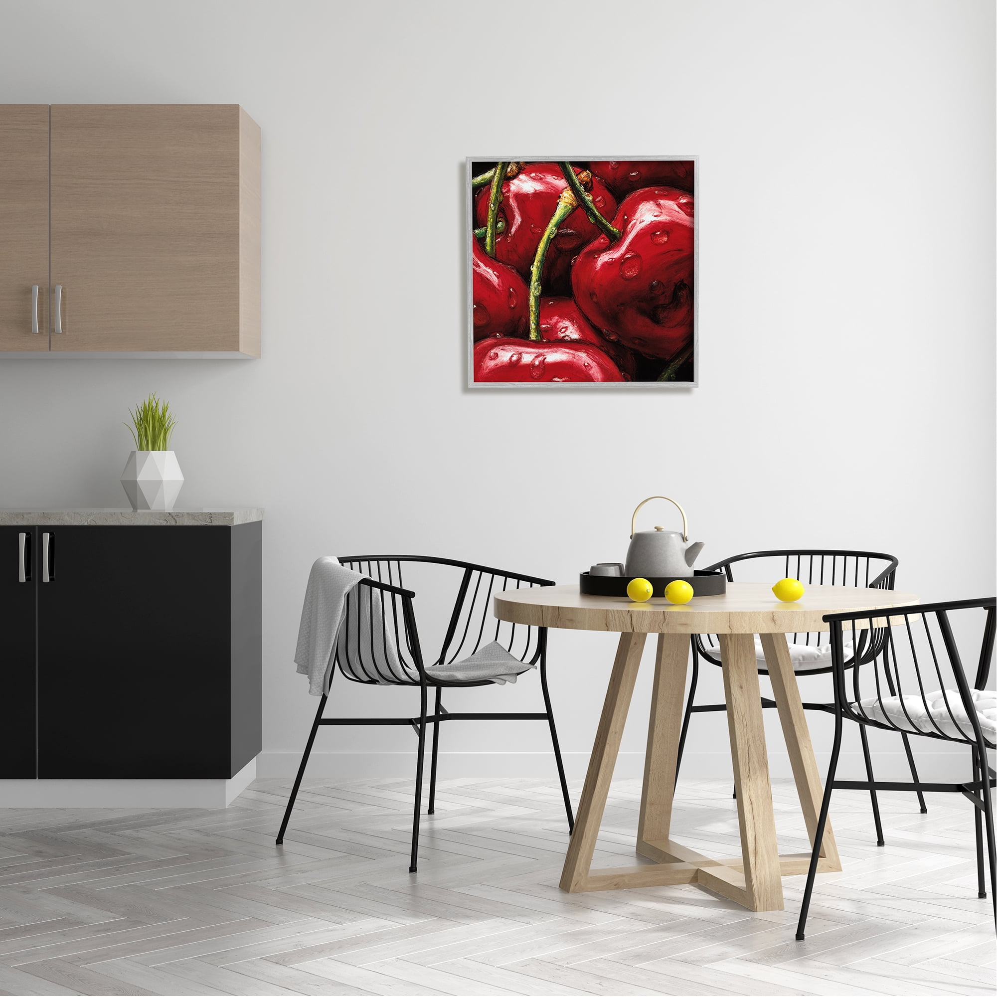 Stupell Juicy Red Cherries Close Up Food & Beverage Painting Gray Framed Art Print Wall Art