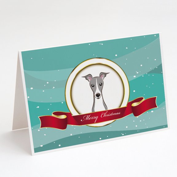 Italian Greyhound Merry Christmas Greeting Cards and Envelopes Pack of 8