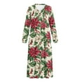 thumbnail image 5 of SEANATIVE Women's Sleepshirts Long Sleeve Cozy Button Front Nightshirt Long Length Pajama Dress Holiday Night Gown for Sleep Bedtime Home Christmas Party, 3XL, Poinsettia Flower, 5 of 7