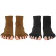 thumbnail image 1 of 2 Pairs Toe Separator Socks, Foot Alignment Socks Cotton Massage Toeless Socks Stretch Sports Socks for Yoga Gym, 1 of 7