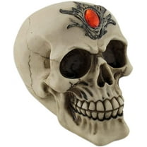 Skull with Red Jeweled Headpiece Statue 6"L Collectible Home Decor