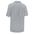 thumbnail image 6 of Htigea Womens Cotton Linen Button Down Shirts Short Sleeve Collared V Neck Tops Summer Beach Vacation Tee with Pockets Gray XL, 6 of 6
