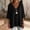 Black, variant on Zivyakyron V Neck Womens Blouses Fall 3/4 Sleeve Cotton Linen Ruffle Loose Solid Casual Comfortable Women Top Black 2XL