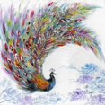 thumbnail image 3 of Paon Coloré avec Fleurs - Toile 36"x36 Pouces - Impression sur Demande, 3 of 5