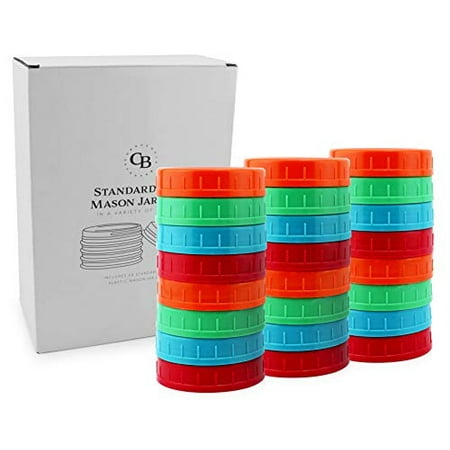 Cornucopia Colored Plastic Mason Jar Lids Regular Mouth 24 Pack Unlined Multicolored Economy Bundle Of Standard Mason Jar Caps 70 450 Size Bpa Free Walmart Canada
