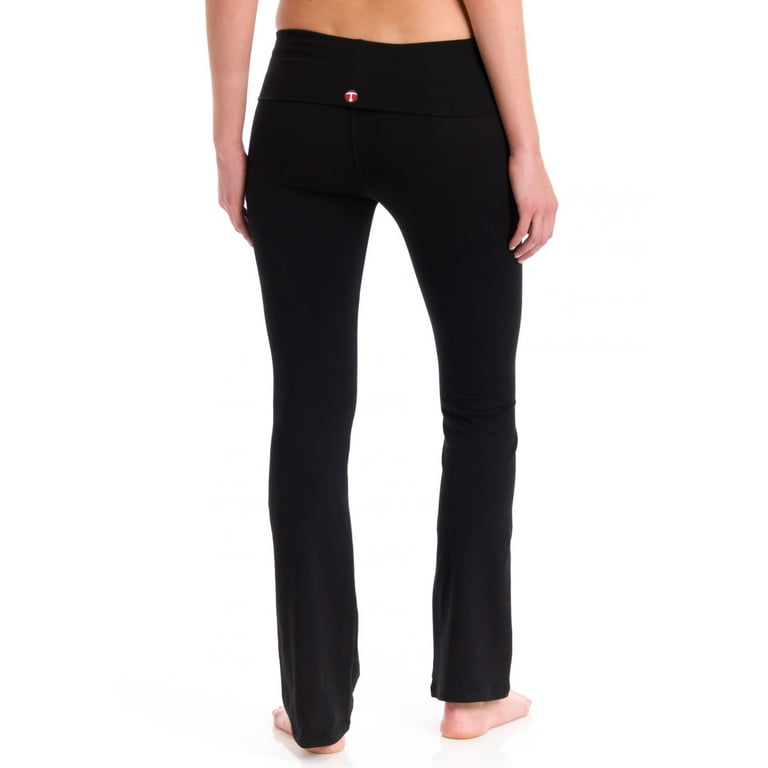 T Party Women's Foldover Yoga Pants, Black, XLarge 