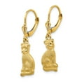 thumbnail image 2 of Auriga Fine Jewelry 14K Yellow Gold Satin Cat Dangle Earrings for Women (L- 34mm, W-8mm), 2 of 6