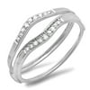 0.12 Carat (ctw) 10K Gold White Diamond Ladies Enhancer Guard Wedding Band