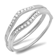 0.12 Carat (ctw) 10K Gold White Diamond Ladies Enhancer Guard Wedding Band