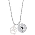 thumbnail image 1 of Delight Jewelry Acrylic Small Paw Mirror Silvertone Silvertone Script Initial Disc - I - Charm Necklace, 20"+3", 1 of 4