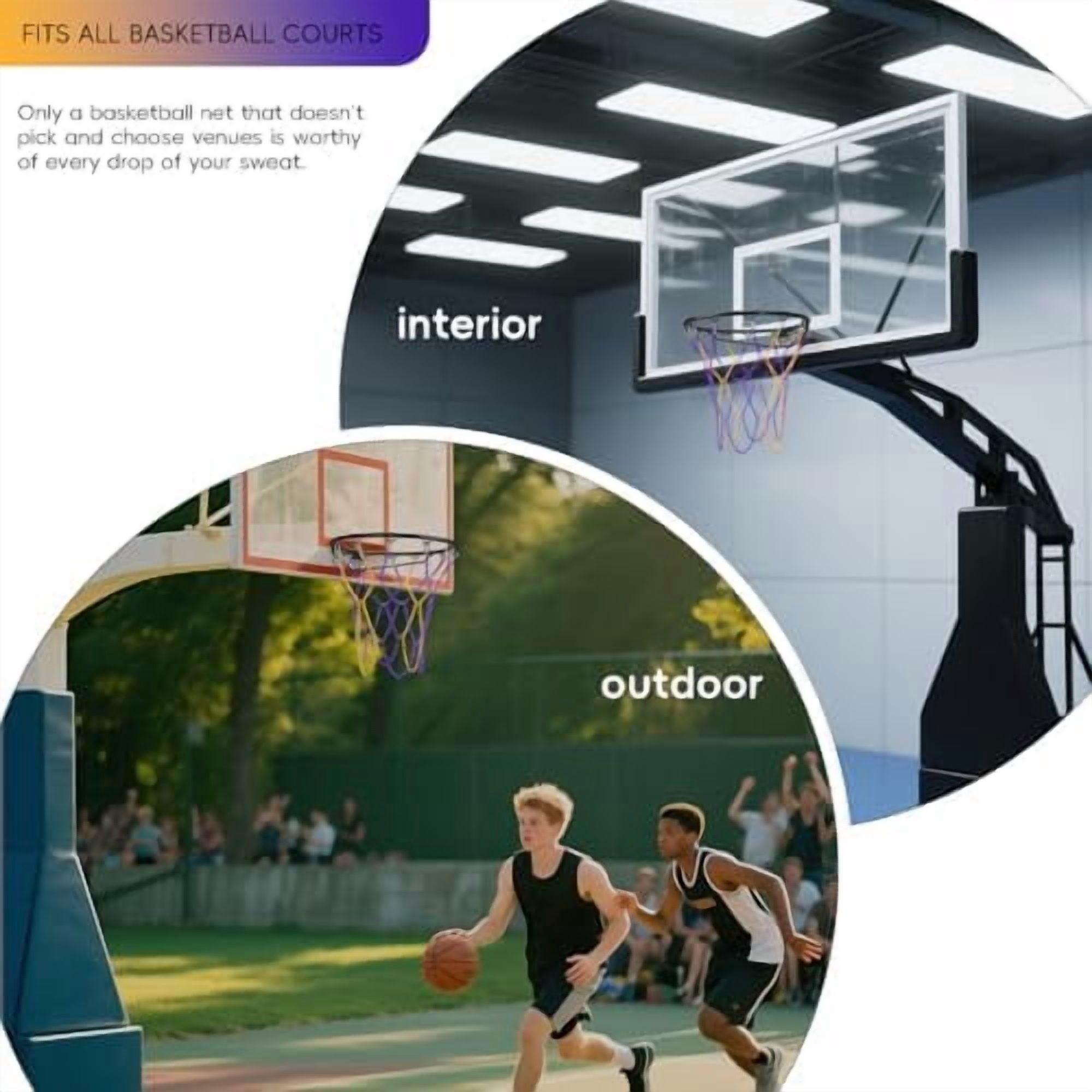 GOLRISEN Basketball net, Metal Chain Net Braided Permanent Rust Proof (12 Links), Quick Installation