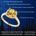 thumbnail image 2 of Gem Stone King 10K Yellow Gold Yellow Citrine and Diamond Engagement Ring for Women (3.00 Cttw, Cushion Cut 8MM, Gemstone Birthstone, Available in Size 5, 6, 7, 8, 9), 2 of 6