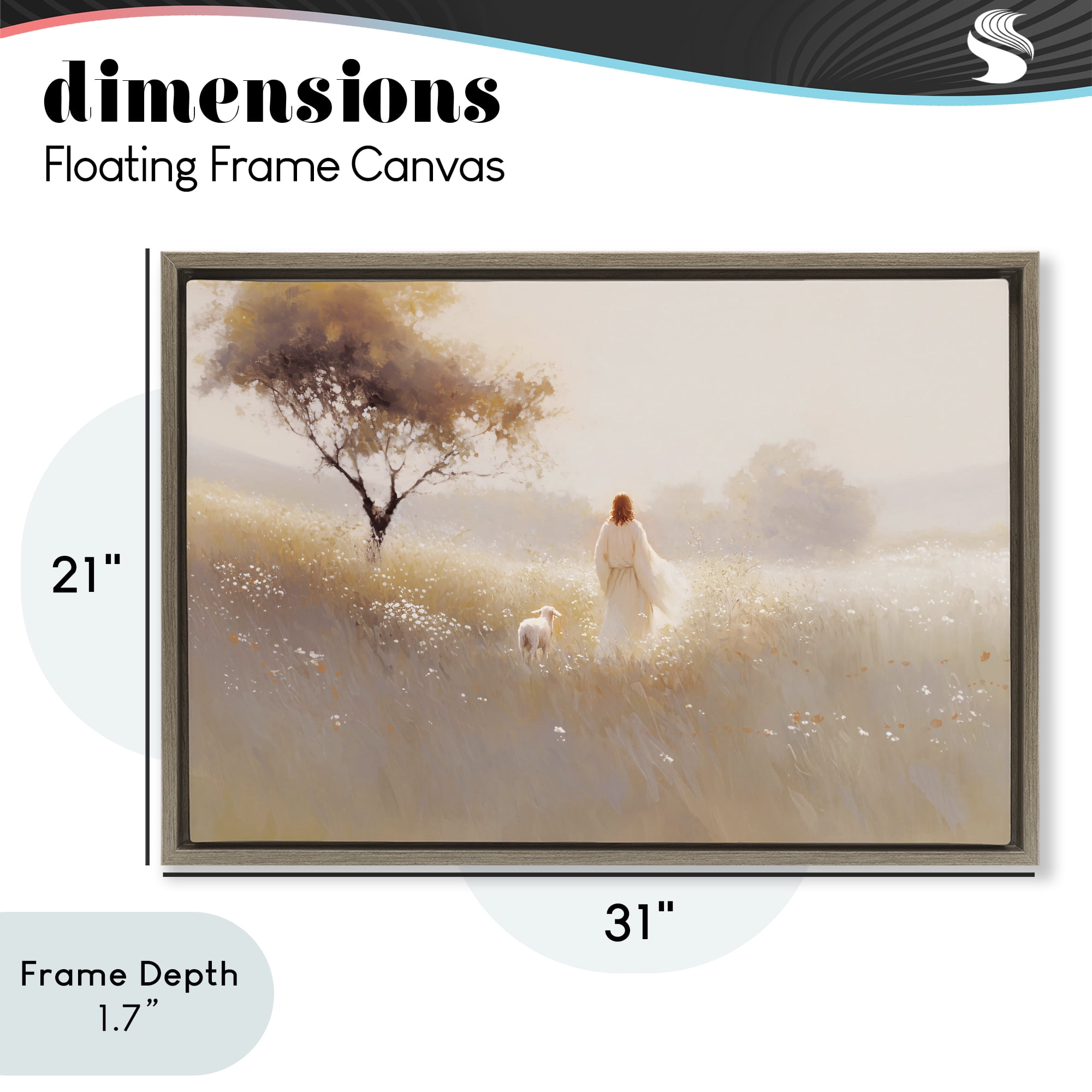 Stupell Industries Spiritual Shepherd & Lamb Brown Framed Floater Canvas Wall Art, design by Jacky Ngan