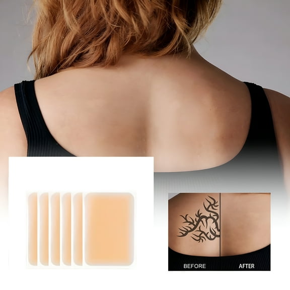 TELOLY Tattoo Cover Up Tape, Waterproof Ultra Thin Scar Patch, Invisible Sweatproof Concealer Sticker, Breathable Skin Cover Up Pad for Tattoo, Scar, Birthmarks, Dark Spots (1PC, D, 130*85mm)