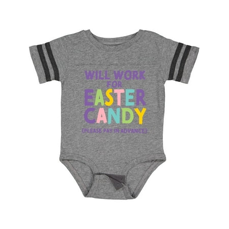 

Inktastic Will Work for Easter Candy Please Pay in Advance Boys or Girls Baby Bodysuit