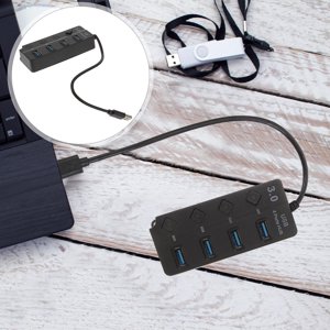 Minkissy usb hub for desktop USB Hub Black 4-Port Use 1Pack