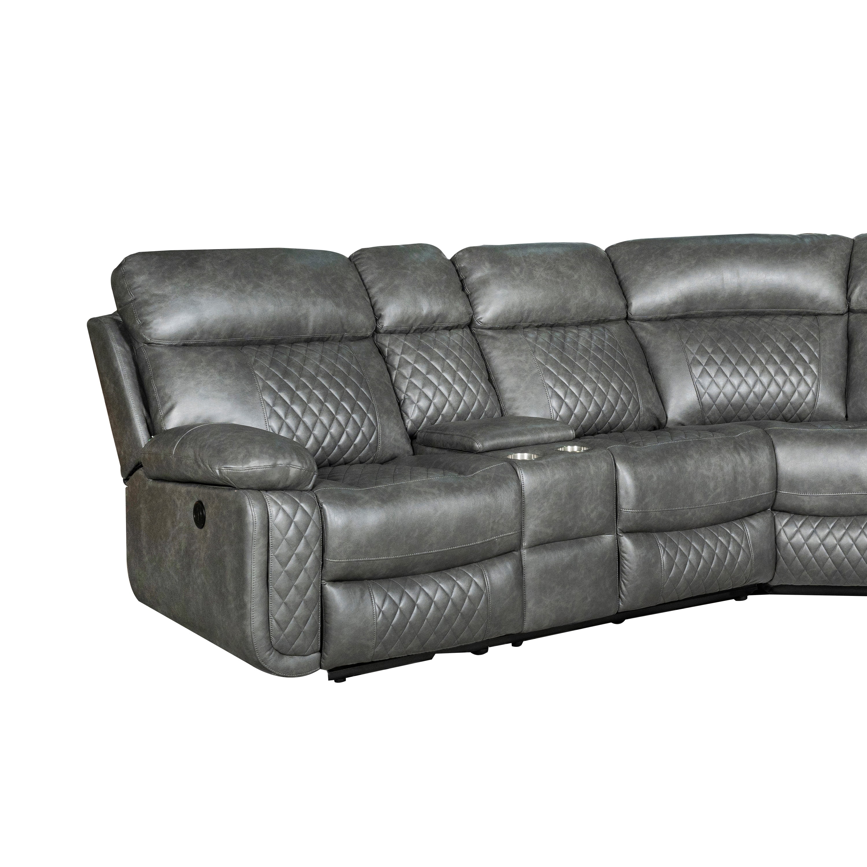 Infinity 3 Piece Transitional Faux Curved Living Room Reclining Sectional, Grey