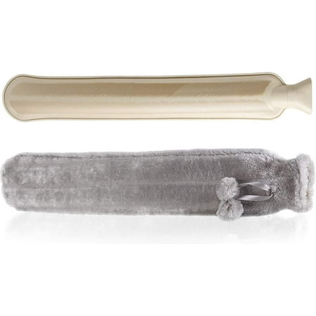 Bouillotte longue avec housse grise 72 x 12 cm