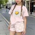 thumbnail image 3 of Auroural Girls Clothes Size 8 Sets Children's Summer Floral Printing Leisure Round Neck Short Sleeves Top and Shorts Two-Piece Set for Kids, 3 of 7