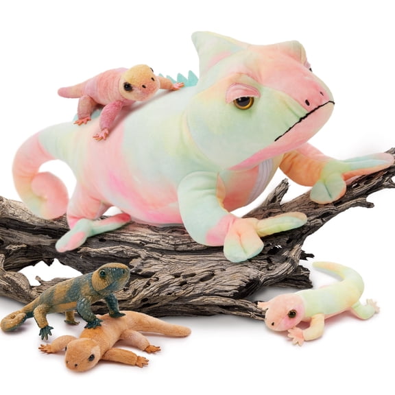 Muiteiur 5-Piece Plush Lizard Toy 26.77 Lizard Stuffed Animal with 4 Lizard Babies Inside