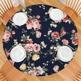 thumbnail image 2 of Floral & Leopard Round Table Cover Elastic Edge Waterproof Tablecloth with Floral & Skull Design, 2 of 5
